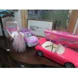 Barbie horse and cart + 2 Barbie vehicles