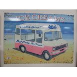 Seaside metal large ice cream metal sign