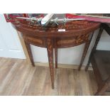 Inlaid 1/2 moon hall table