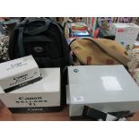 Leitz Pradovit slide projector + Tamrac digital backpack camera bag + Billingham camera bag