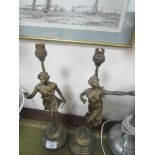 Pair of spelter lamps a/f