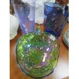 Glass bowl+ 2 glass vases