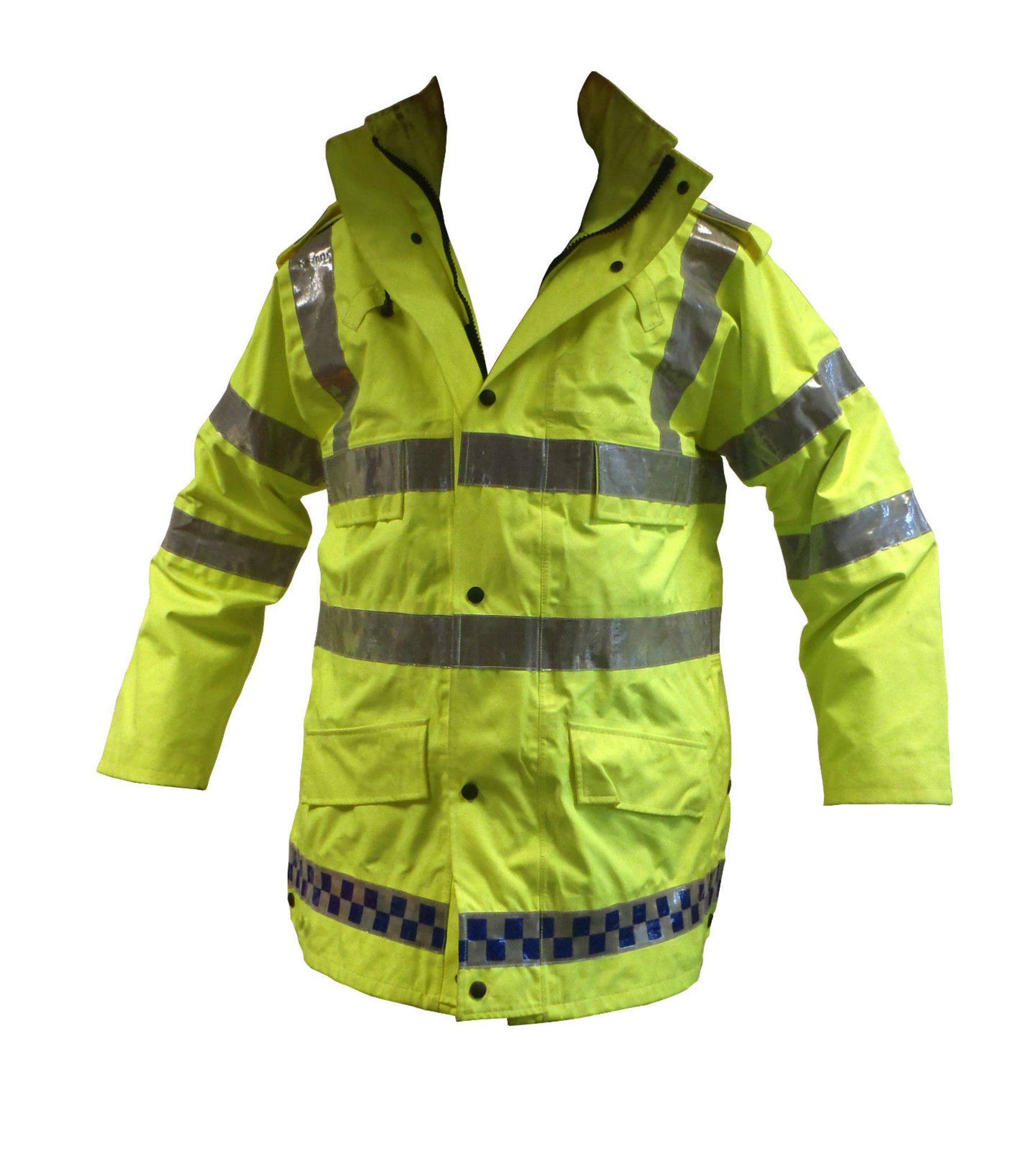 PACK OF 8 - EX-POLICE HI-VIS JACKETS - MIX OF SIZES - GRADE 1 & 2