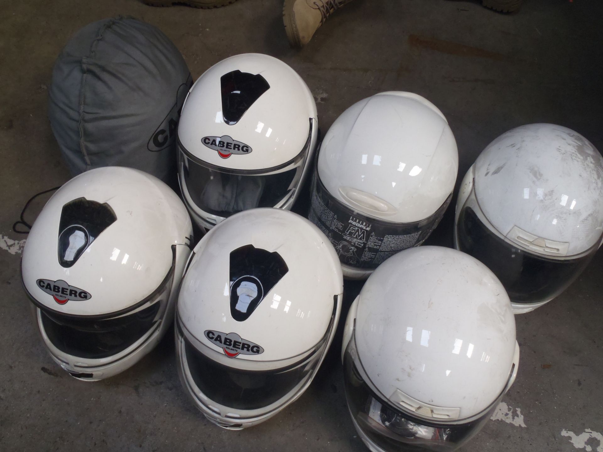 PACK OF 7 - CABERG MOTORCYCLE HELMETS - USED - UNTESTED