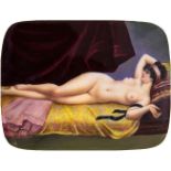 A Nude Girl reclining on a Sofa, Austrian or German, circa 1890 A finely enamel painted heavy 900