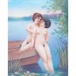 Two Naked Girls Frolicking by a Lake’s Edge A silver cigarette case with a secret compartment