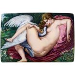 Leda & the Swan A 935 standard silver cigarette case externally enamel painted with a beautiful