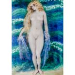 A Beautiful Young Nymph of the Sea A European 935 standard silver cigarette case externally