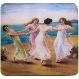 Four Cretan Maidens Dancing on the Shores of an Arcadian Landscape A fine heavy sterling silver