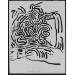 Keith Haring, untitled, 1986, silk screen print 25/30, inscribed in pencil in the margin, “25/30