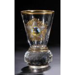 Seltenes Freimaurerglas der Loge "Zum Schwarzen Bär" Deutschland, datiert "Johannisfest 1921"