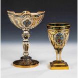 Konfektschale und Pokal Julius Mühlhaus & Co., Haida, um 1915 Farbloses Glas mit Facettenschliff,