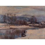 Robert Franz Curry 1872 Boston/USA - 1955 Riederau/Ammersee Winterliche Flusslandschaft. Öl auf