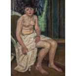 Umkreis Leo Putz 1869 - 1940 Weiblicher Halbakt auf Sessel sitzend. Öl auf Karton. Gerahmt. 61 cm