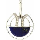 Weißgoldanhänger mit Diamanten und Lapis Lazuli 750-er Weißgold, ca. 4 g. Durchbrochen