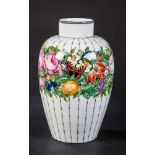 Grosse Balustervase "Grau gestreift mit Blumenband" Josef Wackerle (Dekorentwurf), Nymphenburg, ab