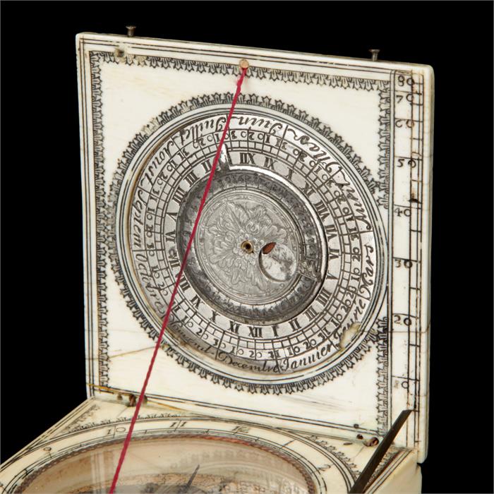 A 17th Century Ivory Magnetic Azimuth Pocket Sundial, - Image 4 of 5