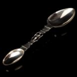 A Large Continental Silver Double-folding Medicine Spoon,