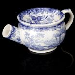 A Blue & White Transfer Printed Spitoon,