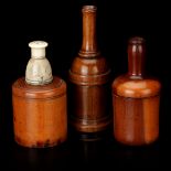 Three Treen Powder Dispensers,