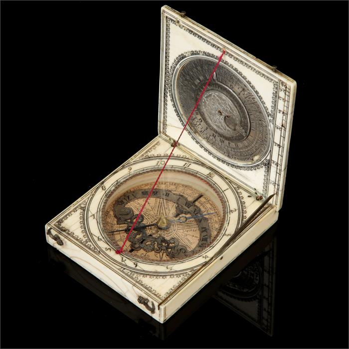 A 17th Century Ivory Magnetic Azimuth Pocket Sundial, - Image 2 of 5