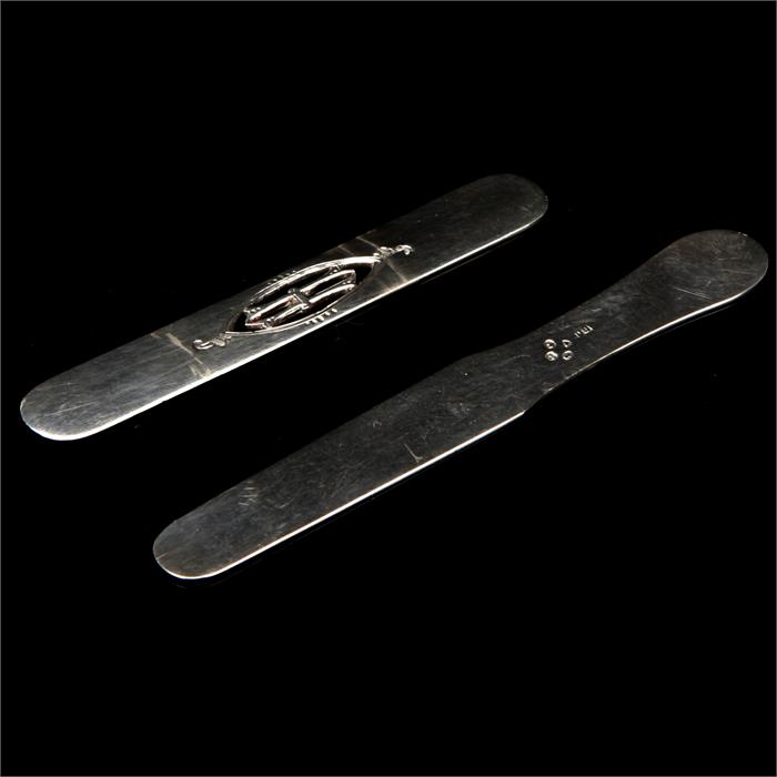 Two Victorian Silver Tongue Depressors,