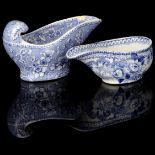 Two Early 19th Century Blue & White Pap Boats,