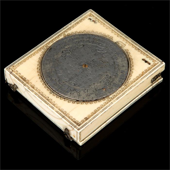 A 17th Century Ivory Magnetic Azimuth Pocket Sundial, - Image 5 of 5