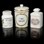 Two French Porcelain Jars & Senna Jar,