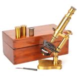 An Unsigned French Brass Compond Microscope,