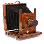 A W. A. C. Smith 'The Invincible' Half Plate Mahogany Field Camera,