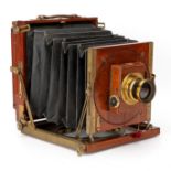 A J. H. Steward Omni Half Plate Mahogany Field Camera,