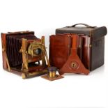 A J. E. Brown Combination Half Plate Mahogany Field Camera,