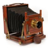 A 'Walter Lawley' Half Plate Mahogany Field Camera,
