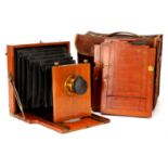 A Hobbies Ltd Half Plate Mahogany Field Camera,