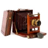 A William Hume Prize Outfit Half Plate Mahogany Field Camera,