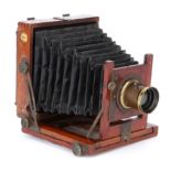 A Marlow Brothers MB No.1 Quarter Plate Mahogany Field Camera,