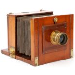 A J. Fallowfield Half Plate Mahogany Tailbaord Camera,