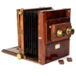 A Meagher Whole Plate Mahogany Stereo Tailboard Camera,