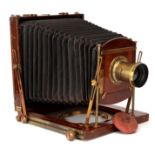 A H. J. Redding Luzo Whole Plate Mahogany Field Camera,