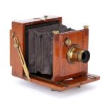 An E & T Underwood Tourograph Quarter Plate Mahogany Field Camera,