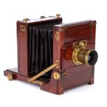 A Fine Marion & Co Cole's Patent Quarter Plate Mahogany Tailbaord Camera,