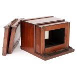 An Early Wet-Plate Stereo Sliding Box Mahogany Camera,