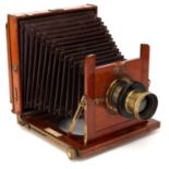 A Thornton-Pickard Imperial Whole Plate Mahogany Field Camera,