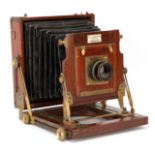 An E & T Underwood 'The Exhibition' Half Plate Mahogany Field Camera,