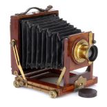 A William Butcher & Sons Coronet No.2 Quarter Plate Mahogany Field Camera,