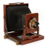 An Archer & Sons 'The Pool' Half Plate Mahogany Field Camera,