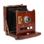 A W. Middlemiss 'Popular' Half Plate Mahogany Field Camera,