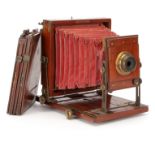 A J. Lancaster & Son Special Instantograph Patent Half Plate Hybrid Mahogany Tailboard Camera,