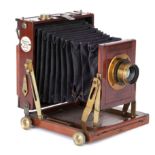 A Thornton-Pickard Amber Quarter Plate Mahogany Field Camera,